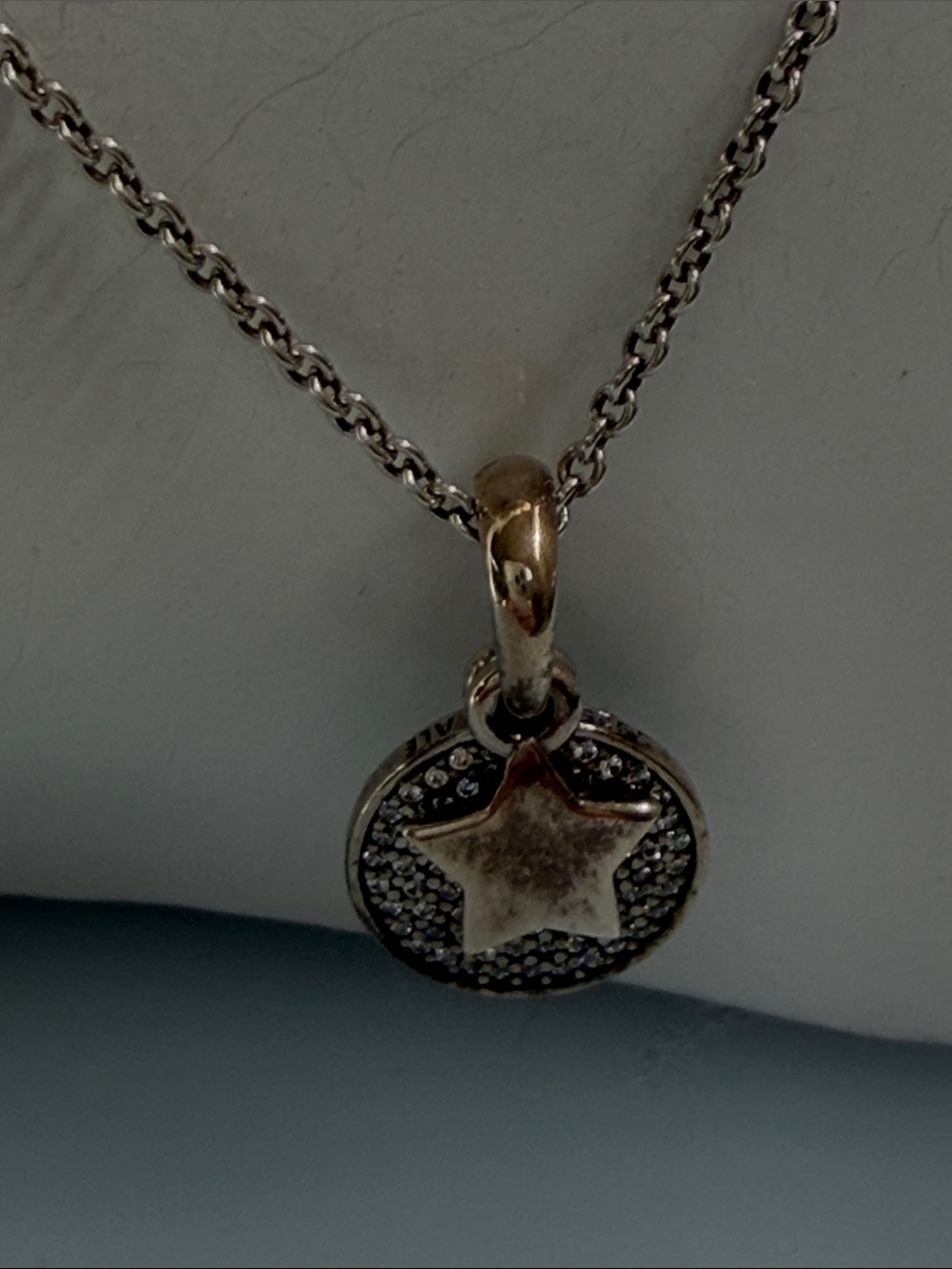 Pandora Silver Star Circle Pendant Necklace - Silver